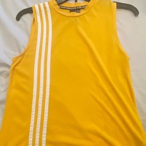 adidas yellow striped sleeveless top